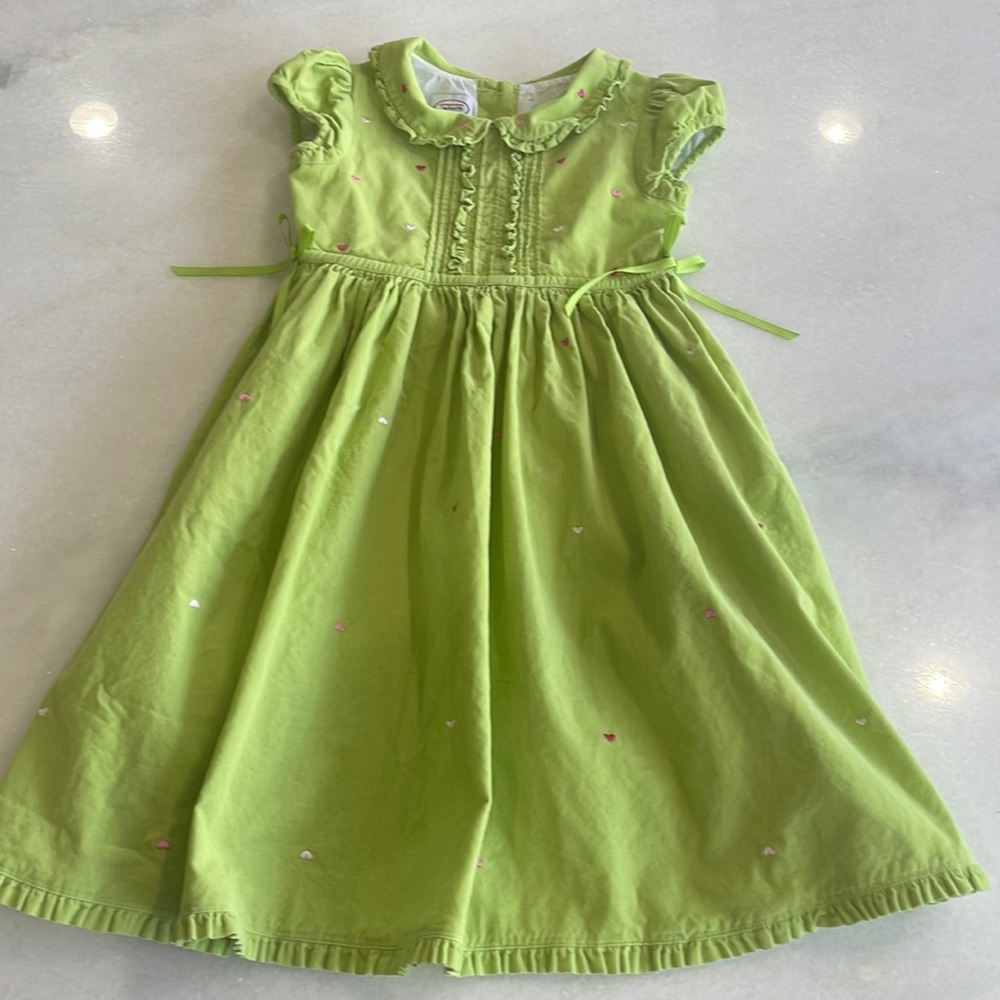 Talbots Dress Light Green with Embroidery Hearts Dress size 4